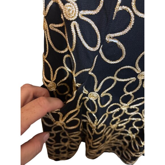 Coconinno Black & Gold Floral Dress Sleeveless Medium - Picture 5 of 6